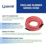 Underhill Proline Seri Karet Selang Taman Tugas Berat untuk Air Panas atau Dingin, Ringan, 500 PSI BP, 150 PSI WP, H75-075PRO-R 3/4 Inci x 75 ft Merah